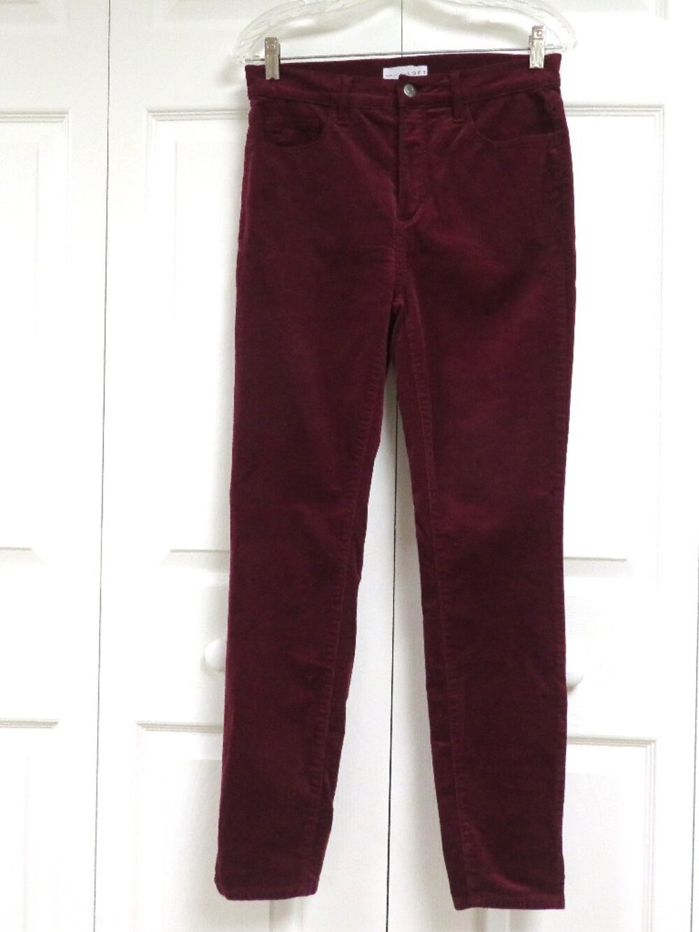 LOFT Stretch Corduroy Ankle Jeans Size 27/4 Burgundy Solid